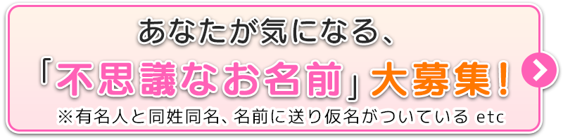 あなたが気になる、不思議なお名前、大募集！