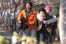 家族旅行の３人