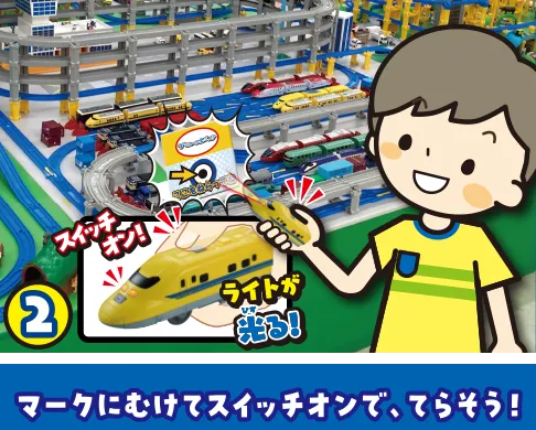 マークにむけてスイッチオンで、てらそう！