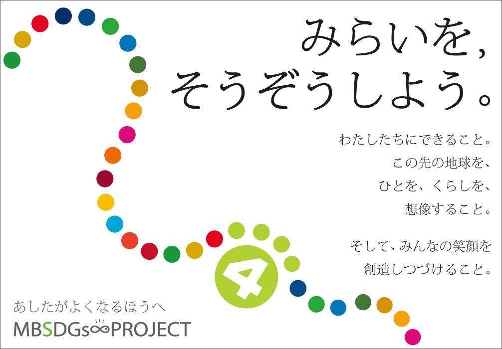 みらいを,そうぞうしよう。わたしたちにできること。この先の地球を、ひとを、くらしを、想像すること。
        そしてみんなの笑顔を創造しつづけること。